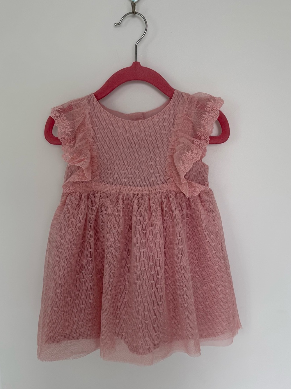 GAP Pink Ruffle Dot Mesh Party Dress